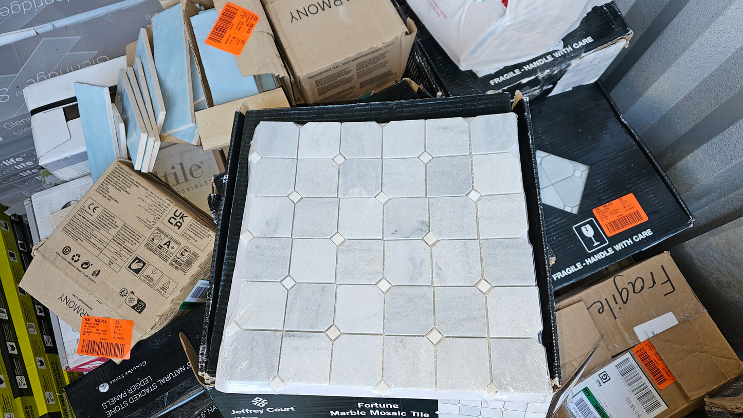 Fortune Polished White/Grey Marble Mosaic Tile