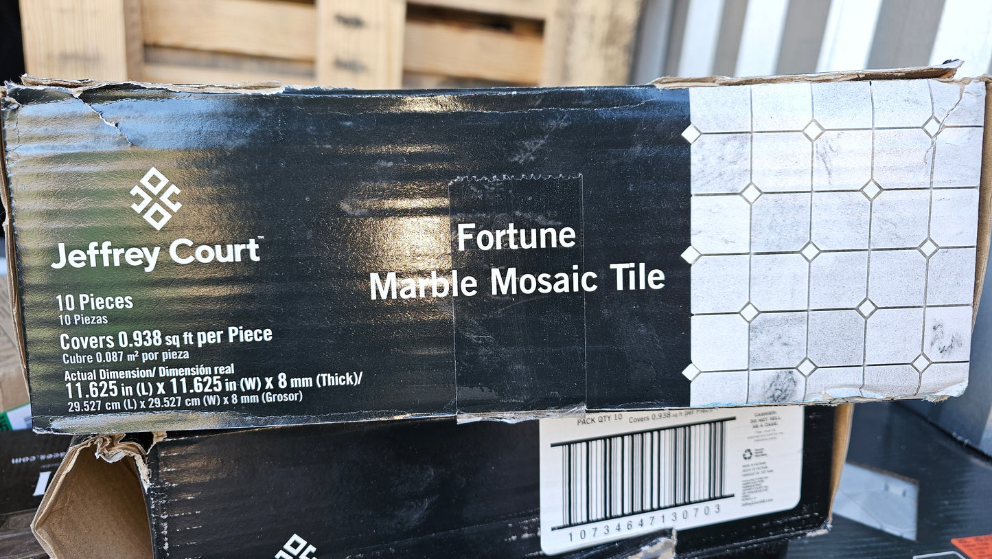 Fortune Polished White/Grey Marble Mosaic Tile