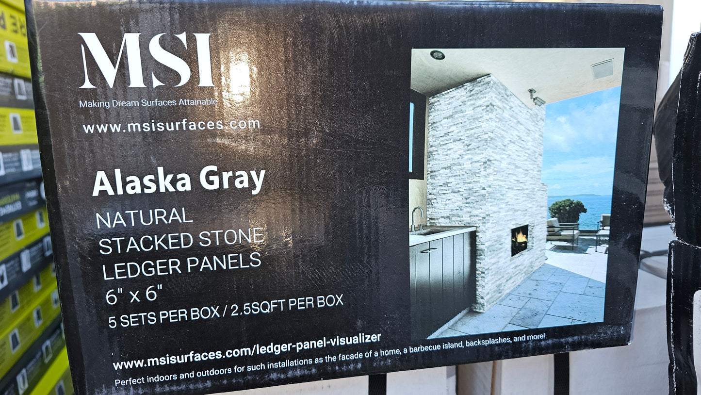 Alaska Gray Natural Stacked Stone Ledger Panels